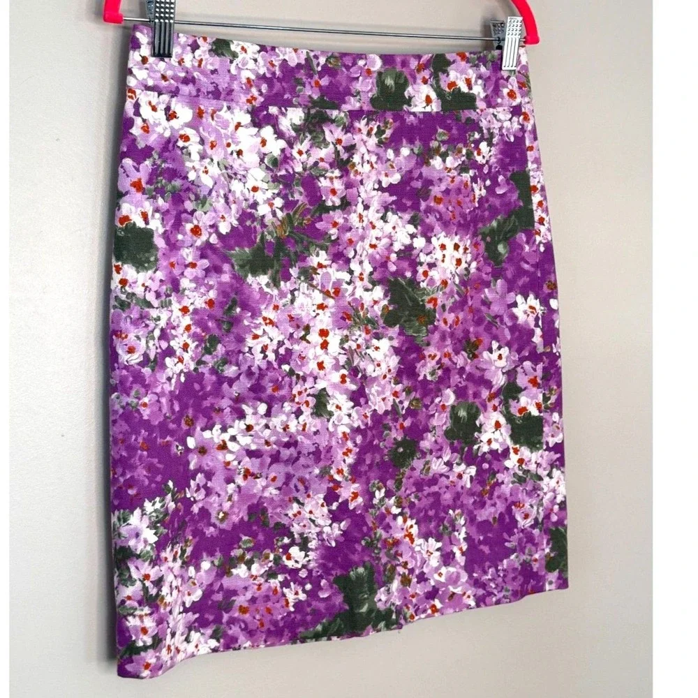 J.Crew Purple Floral Skirt‎ Womens 4 Cotton Mini A-Line Spring